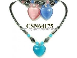 Colored Opal Pendant Hematite Beads Stone Chain Choker Fashion Women Necklace